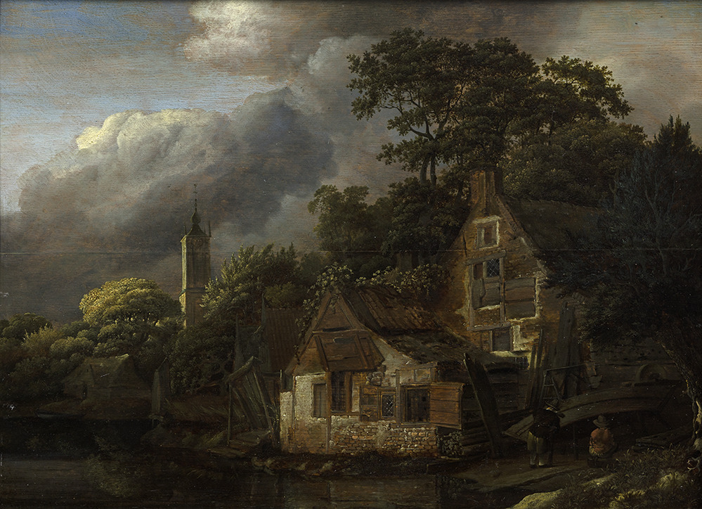 Scheepshellingen bij geboomte